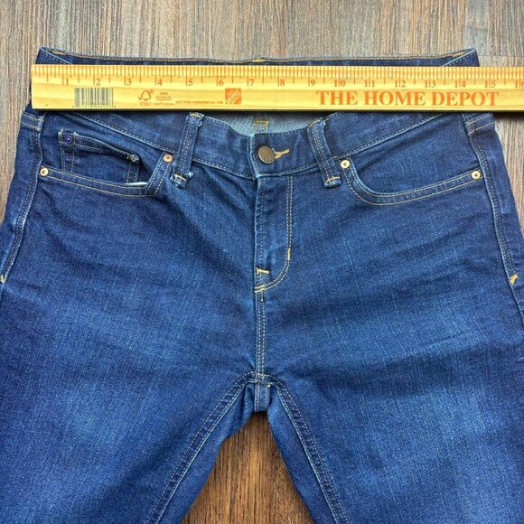 GAP 1969 Jeans Real Straight Stretch Dark Wash Thick Stitch Women’s Size 29p - Picture 7 of 11